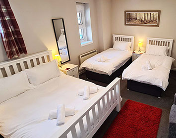 Family Room accommodation at Rooms on the High Street with private bathrooms